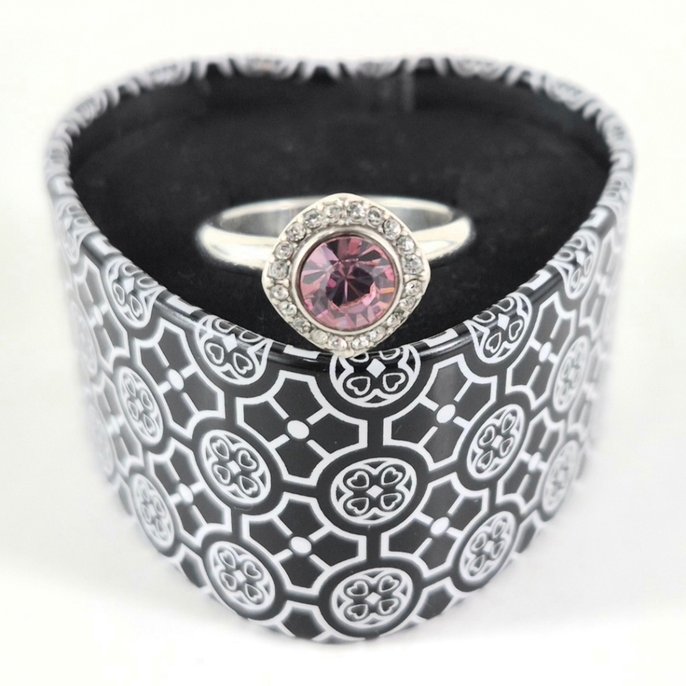 Sz 7.75 Brighton Romantica Collection Pink Crystal Ring - Picture 2 of 10